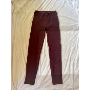 Lululemon Wunder Lounge High-Rise 28” Velvet Dark Adobe leggings, size 2